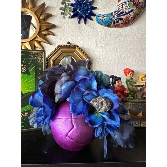 Handmade day of the dead blue headpiece BLUE FLORAL Dia de los muertos - Picture 3 of 4